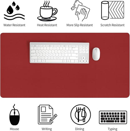 Bloss Red Desk Mat, Leather Desk Matt for Desktop, Waterproof Large Desk Pad, Keyboard Mat, Computer Mat for Office/Home/Decor(31.5 x 15.7 Inches)