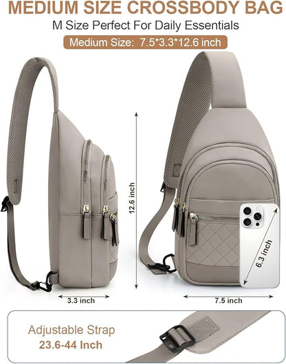 Capolo Sling Bag for Women Men Waterproof Crossbody Bags for Women Trendy Casual Fanny Pack with Convertible Shoulder Strap Chest Bag for Travel Hiking(Grey, Medium)