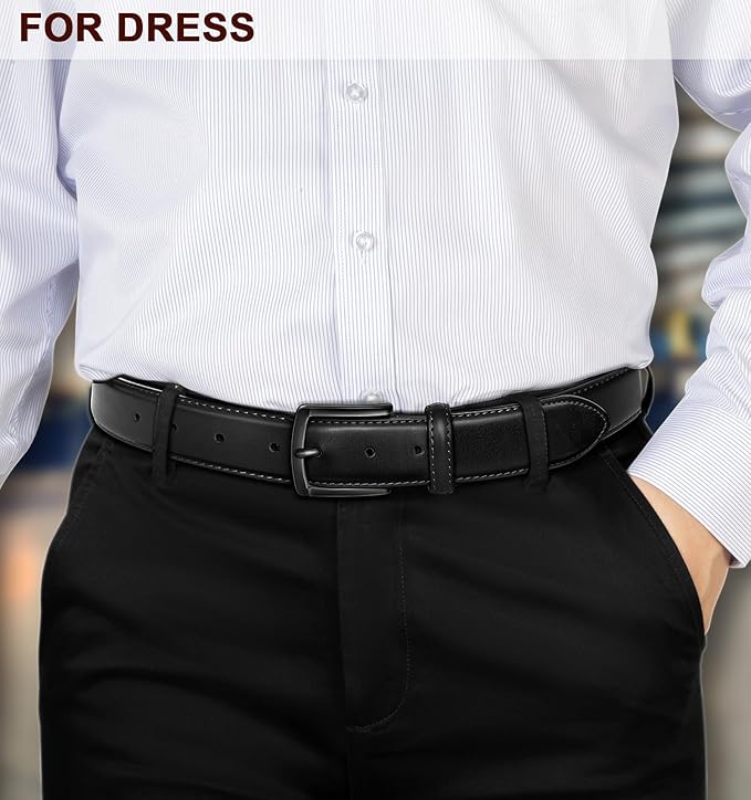 BULLIANT Men Belt-Leather Belt 7 Holes Comfortable for Men Dress Casual Jeans 1 3/8"
