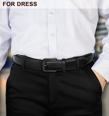 BULLIANT Men Belt-Leather Belt 7 Holes Comfortable for Men Dress Casual Jeans 1 3/8"