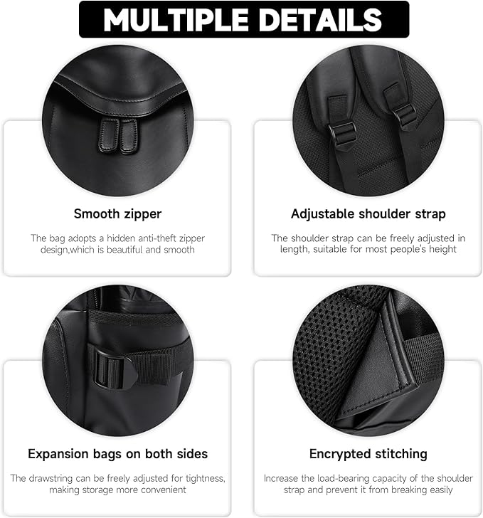 Laptop Leather Travel Backpack For Men Water-Repellent Carry On Back Pack For Travel Business Work computer Backpacks Fit 15.6" Laptop