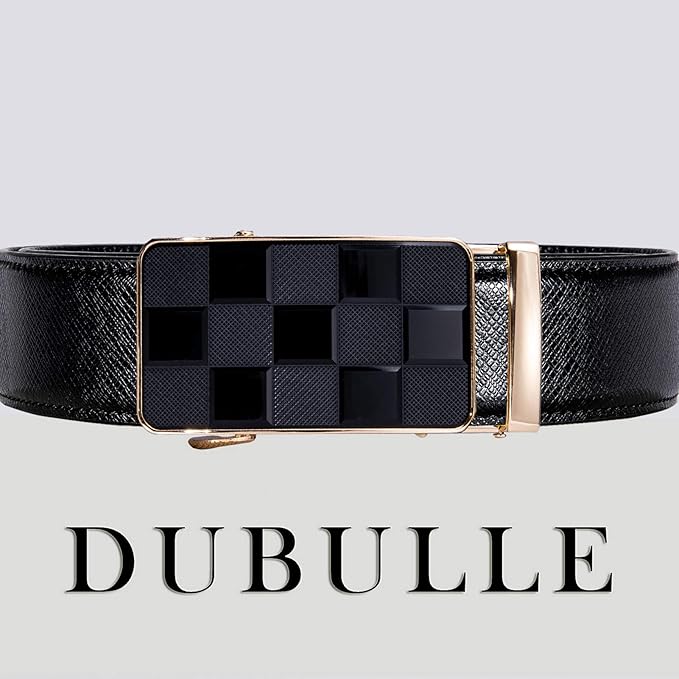 Dubulle Men's Ratchet Belt Gold/Black/Red/Green/Blue/White Automatic Buckle Business Casual Belt Gift - Adjustable Fit