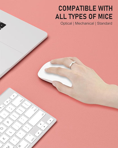 Desk Pad, 30" x 14" PU Leather Non-Slip Desk Mat Large Mouse Pad for Desktop, Waterproof Laptop Computer Writing Mat for Office, Home, Work, Gaming, Flower Pink
