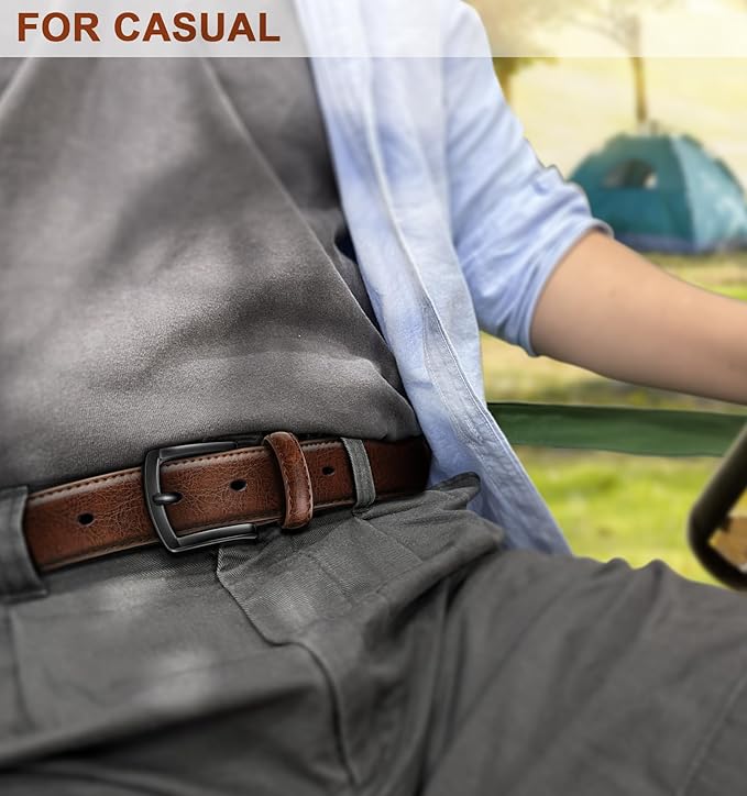 KEMISANT Men Belt-Genuine Leather Belt for Men Dress Casual Golf Jeans 1 3/8"