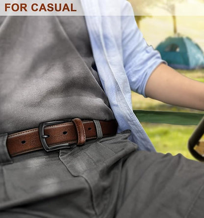 KEMISANT Men Belt-Genuine Leather Belt for Men Dress Casual Golf Jeans 1 3/8"
