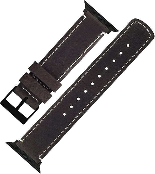 BARTON WATCH BANDS - Top Grain Leather Watch Bands Compatible with Apple Watch Models - 1, 2, 3, 4, 5, 6, 7, 8, 9, 10, SE, Ultra & Ultra 2