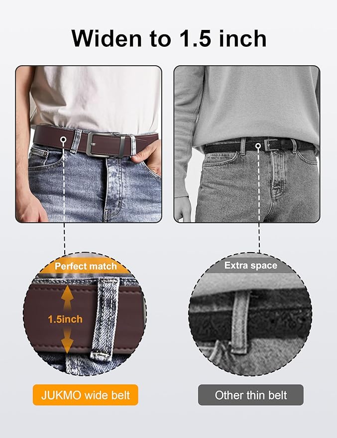 JUKMO 1.5" (38mm) Leather Ratchet Belt for Men in Gift Box