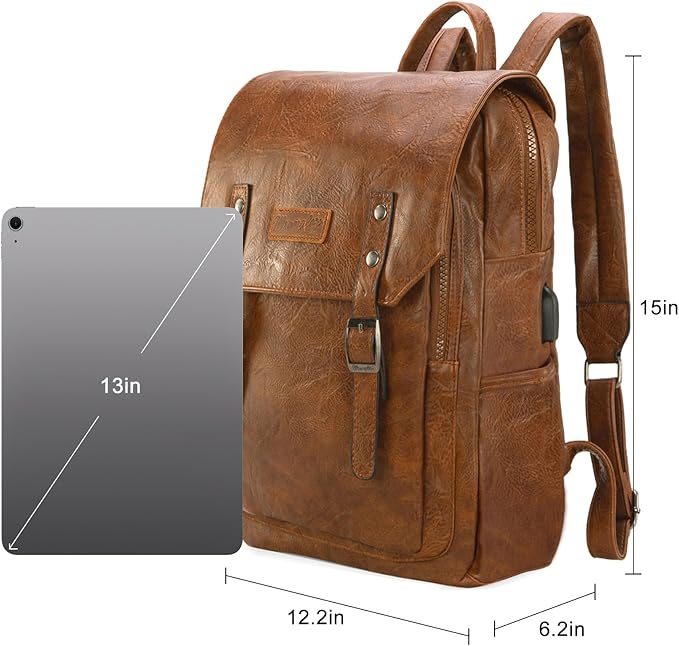 Montana West Wrangler Laptop Backpack with USB Charging Port, Vintage Travel Work College Bookbag for Women Men