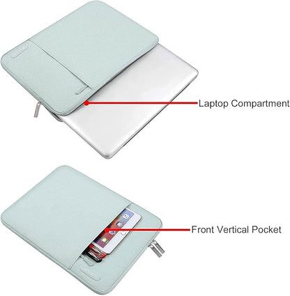 MOSISO Laptop Case 15 inch, 15 inch Laptop Sleeve Compatible with MacBook Air M5 A3448 M4 A3241 M3 A3114 M2 A2941 2026-2023, Dell XPS, Polyester Vertical Computer Sleeve Bag with Pocket, Mint Green
