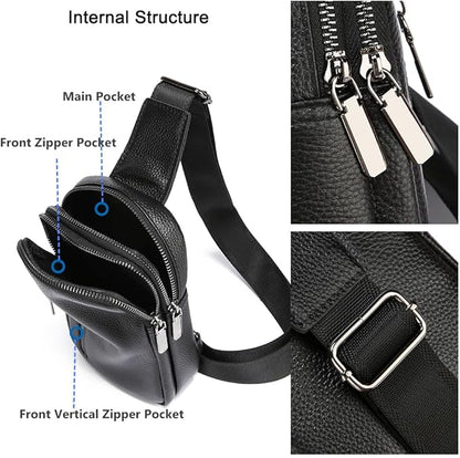 Sireck Crossbody Bag,Cross Body Fanny Packs for Men Women Trendy,Black Small Sling Phone Chest Bag for Workout Running