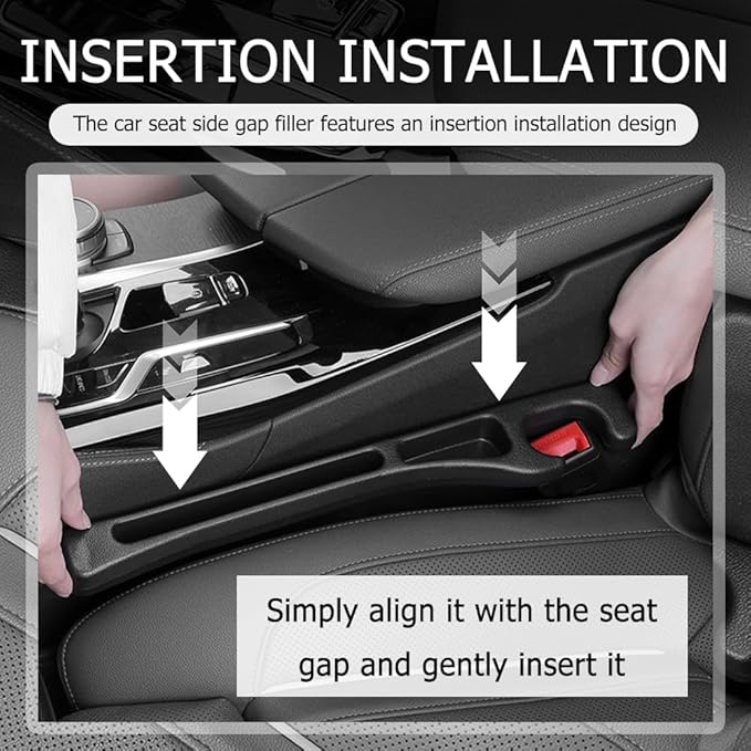 2PCS Car Seat Gap Filler Organizer,2026 Upgraded Car Seat Gap Plug with Storage Slot & Seats Belt Holes as Phone Holder,Universal No Drop Seats Guard for Cars Interior Accessories