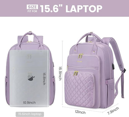 LOVEVOOK Laptop Backpack for Women, Water Resistant Travel Work Backpacks Purse Stylish College Bookbag Business Teacher Nurse Computer Bag with USB Charging Port, Fits 15.6" Laptop