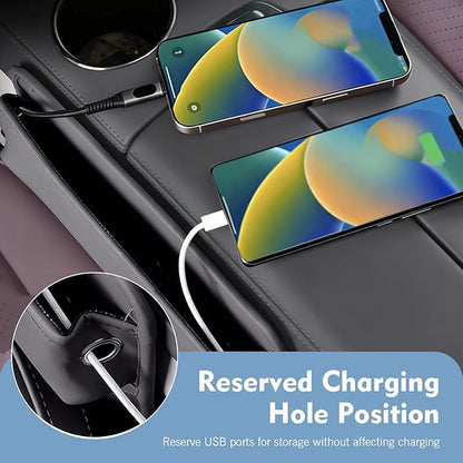 Leather Car Seat Gap Filler, Waterproof Anti-Slip Side Storage Pouch for Phones Keys Glasses Cards, Universal for Most Cars, SUVs, Trucks (Gray)