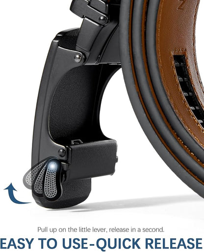 BOSTANTEN Ratchet Leather Belt For Men 2 Pack Dress and Casual with Adjustable Buckle, Trim to Fit