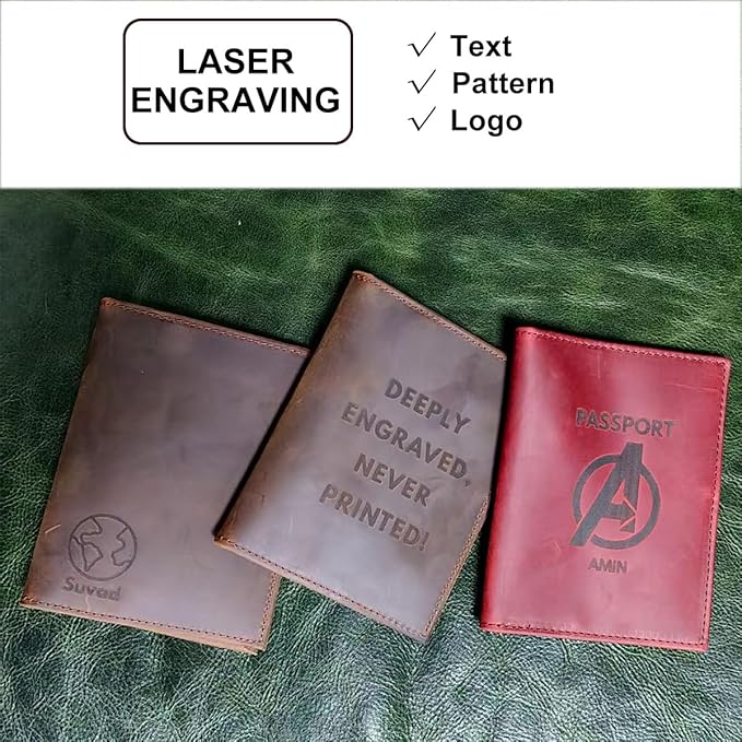CONTACTS Personalized Passport Holder for 2 Full Grain Leather Custom Passport Wallet Compatible with Airtag RFID Blocking Engraved