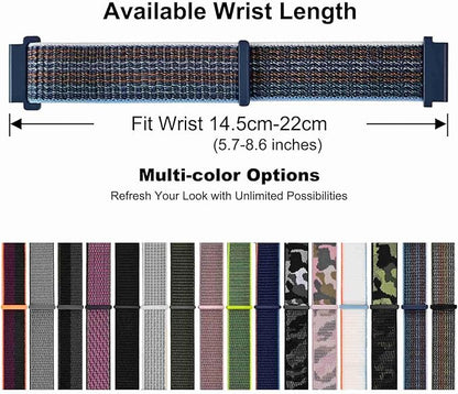 WOCCI 22mm Adjustable Nylon Watch Band, Quick Release Sport Loop Strap (Storm)