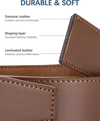 BOSTANTEN Ratchet Leather Belt For Men 2 Pack Dress and Casual with Adjustable Buckle, Trim to Fit