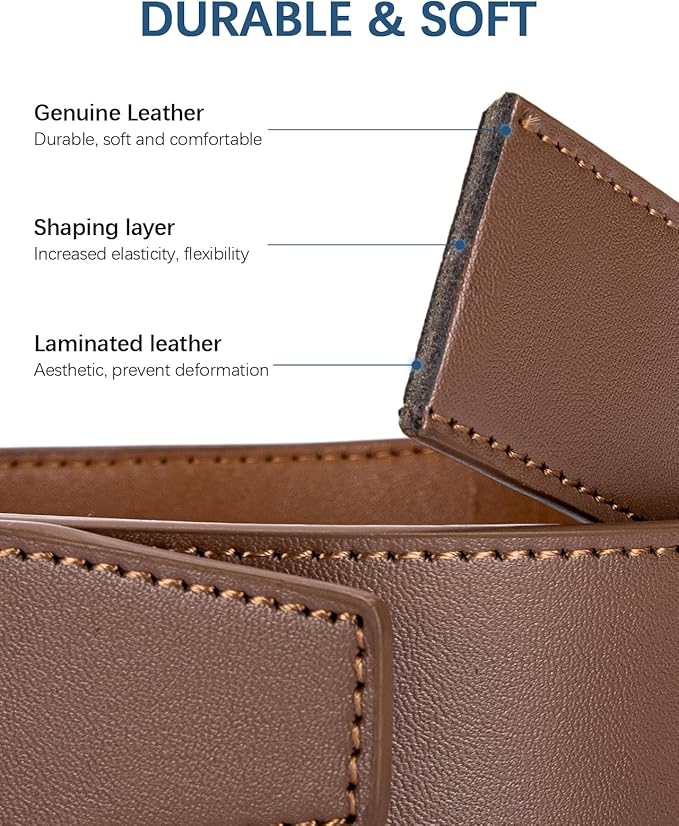BOSTANTEN Ratchet Leather Belt For Men 2 Pack Dress and Casual with Adjustable Buckle, Trim to Fit