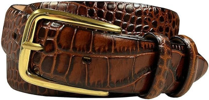 Andrew/Armando - Dress Belt Solid Brass Buckle (Gold & Silver) Genuine Full-Grain Cowhide Leather Belt 1-1/8"(30mm) Wide