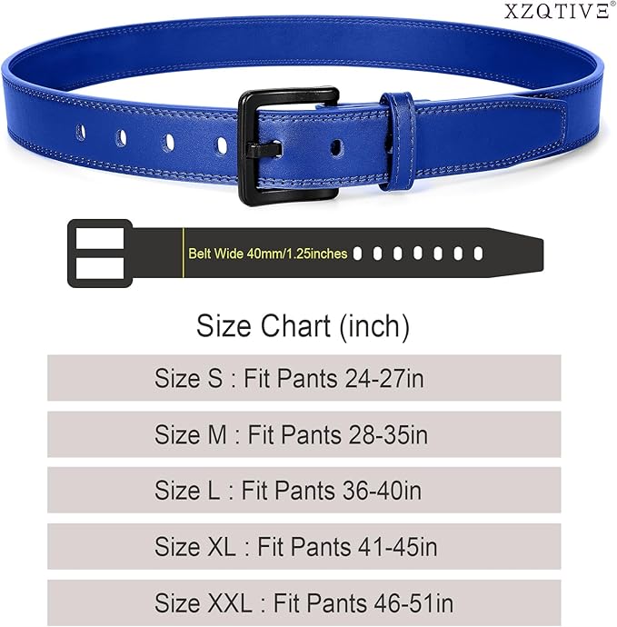 XZQTIVE Men’s Metal Free Belt Hypoallergenic Leather Belts For Jeans Dress Nickle Free TSA Belt With Black Buckle