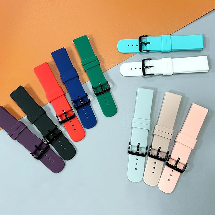 Chofit 10 Pack Silicone Bands Compatible with Amazfit Active 2 1/GTR mini/GTS 2 2e 3 4/GTS 2 4 mini, 20MM Replacement Watch Straps for Amazfit Bip 3,3 Pro/Bip U,U Pro