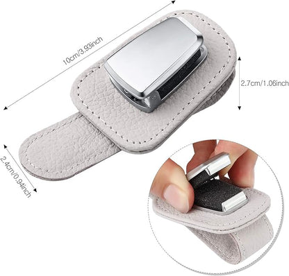 Mudder 2 Packs Sunglasses Holder for Car Universal Visor Sunglasses Holder Clip Leather Eyeglasses Hanger and Ticket Card Clip Eyeglasses Mount for Car(Gray)