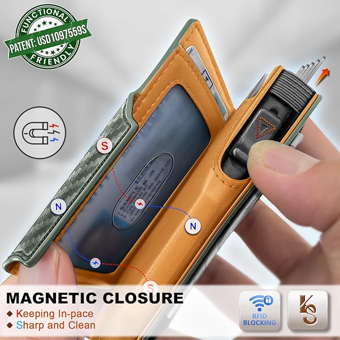 KEMISANT Airtag Wallet Men Gift,Mens Slim Front Pocket Wallet Money Clip Standard or Apple Airtag Use 3.8"×2.8"×0.9"