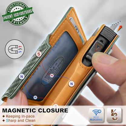 KEMISANT Airtag Wallet Men Gift,Mens Slim Front Pocket Wallet Money Clip Standard or Apple Airtag Use 3.8"×2.8"×0.9"