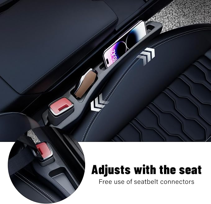 Car Seat Gap Filler Set of 2, Car Organizers and Storage, Car Accessories Fit Sedan SUV Truck, Black
