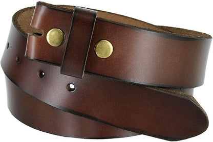 Men's Replacement Belt Strap 100% Genuine Leather Plain Casual Belt Strap with Snaps 1-1/2"(38mm) Wide