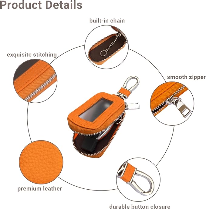 Yuoyar Premium Leather Key Fob Case - Universal Car Key Holder