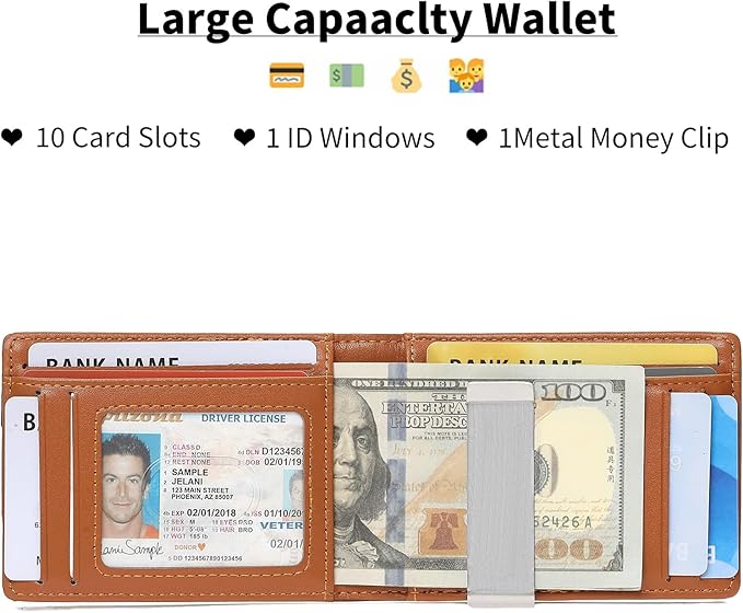 Money Clip Wallet for Men Slim Bifold Credit Card Holder Wallet Minimalist RFID Blocking Front Pocket Wallet