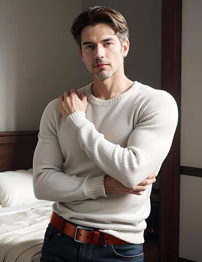 Mens Dress Belt,Genuine Casual Leather Belts for Men 1.5" Width