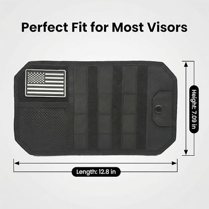 Car Sun Visor Organizer | Multi-Pocket Storage Pouch for SUVs & Trucks | Black Organizer with Double Zippers, Elastic Bands & Glasses Clip | 12.8x7x1.2 Inch