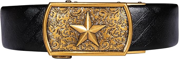 Dubulle Designer Mens Belts, Sliding Automatic Buckle Ratchet Dress Belt TOP Genuine Leather Strap Gifts
