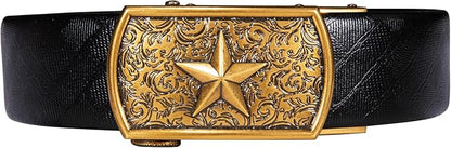 Dubulle Designer Mens Belts, Sliding Automatic Buckle Ratchet Dress Belt TOP Genuine Leather Strap Gifts