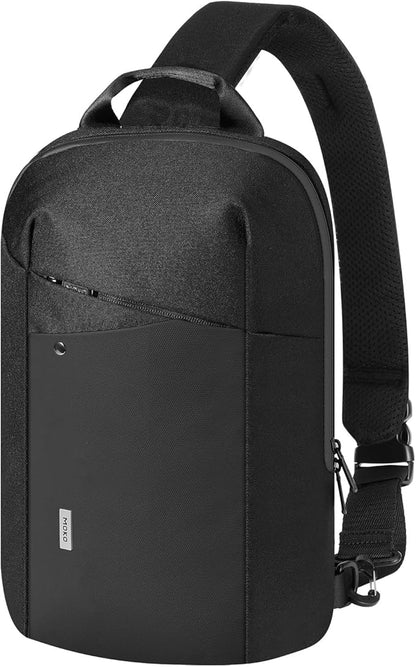 MoKo 9-11 inch Sling Bag Backpack for 11-inch iPad Pro M5/M4, iPadAir M3/M2, iPad A16, Compact EDC Daypack Crossbody Shoulder Bag Travel Carrying Case for Switch 2/OLED/Steam Deck/Rog Ally X, Black