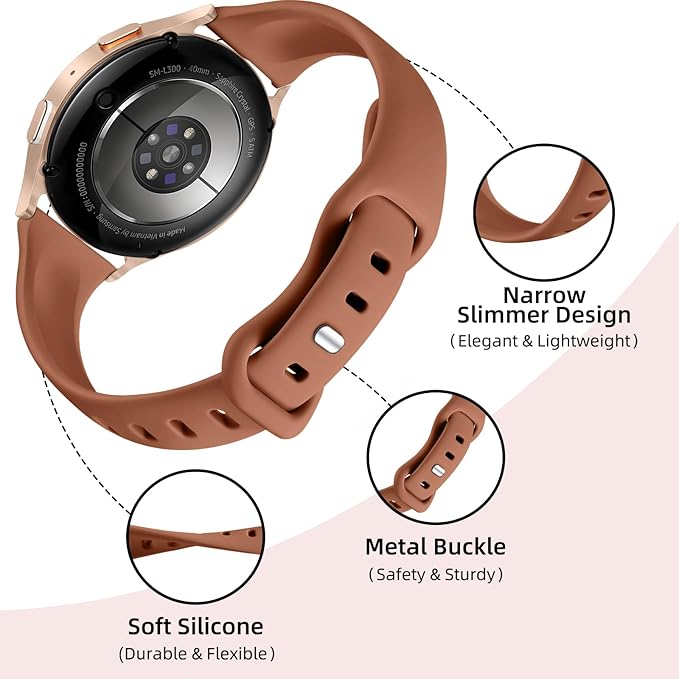 GEAK Slim Strap Compatible with Galaxy Watch 7/Galaxy Watch 6 /Galaxy Watch 5 Band/ 5 Pro/Watch 4 6 Classic/Watch 3/Active 2, 20mm Soft Silicone Strap for Galaxy Watch Band Women