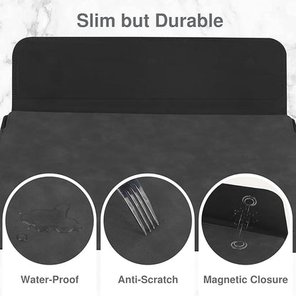 Allinside 13-14 Inch Laptop Sleeve Case for MacBook Pro 14" 2021-2026/MacBook Air 13" 2010-2017/MacBook Pro 13" 2010-2015, Waterproof Matte PU Leather Sleeve Cover with Stand & Accessory Pouch, Black
