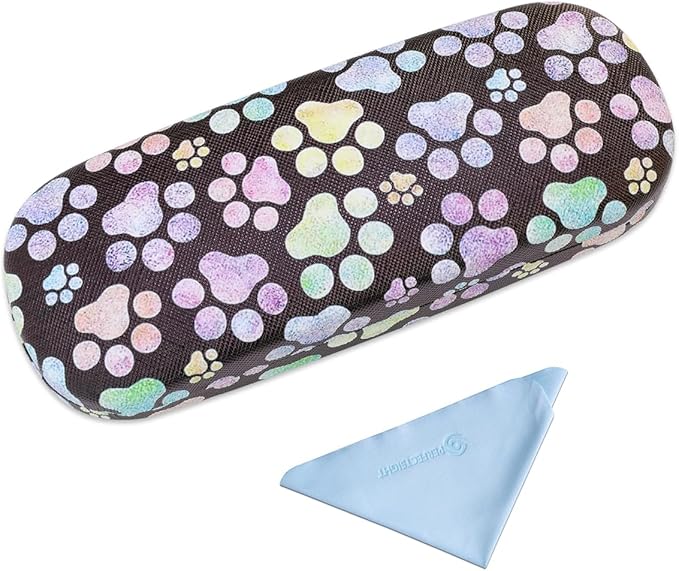 PERFECTSIGHT Hard Shell Eyeglasses Case, PU Leather Protective Glasses Case, Cute Eyeglass Case for Women Men Girls