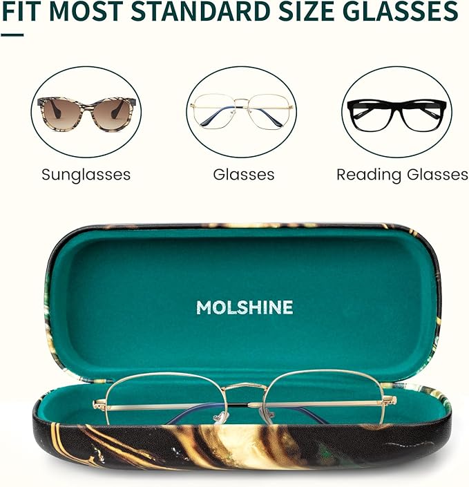 molshine Hard Shell Sunglasses Case, Classic Large Glasses Case for Women Men, Sunglass Eyeglasses