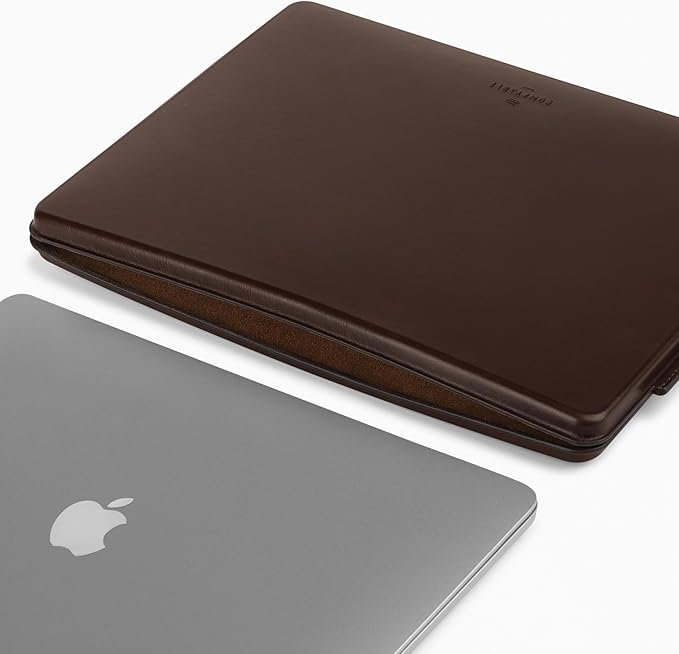 Comfyable 13 Inch Faux Leather Laptop Sleeve Case, Slim Protective Laptop Cover Compatible with MacBook Air M5 2026 & MacBook Pro M2 M1 2022, Coffee
