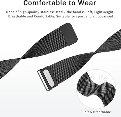 Vanjua 20mm 22mm Watch Band for Women Men, 20mm 22mm Quick Release Stainless Steel Metal Mesh Loop Adjustable Magnetic Replacement Wristbands Straps Bands