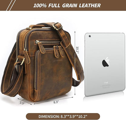 Jack&Chris Leather Messenger Bag for Men, Man Purse Crossbody Bags for Work Business