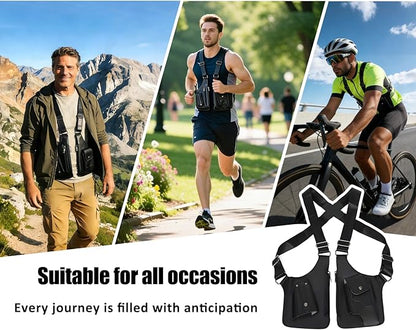 Double Shoulder Armpit Bag for Men, Anti-Theft Cross-Body Concealed Carry with Hidden Phone Wallet Pocket,Premium PU Leather Adjustable Shoulder Underarm Bag