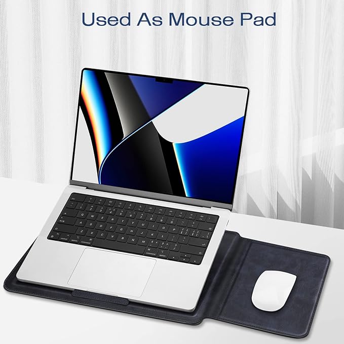Fintie Sleeve Case for MacBook Air 13.6 A3449 A3240 A3113 A2681, Pro 14 A3427 A3426 A3434 A3401 A3185 A3112 A2992 A2918 A2779 A2442, MacBook Pro/Air/Neo 13 - Slim Bag Cover with Stand, Navy