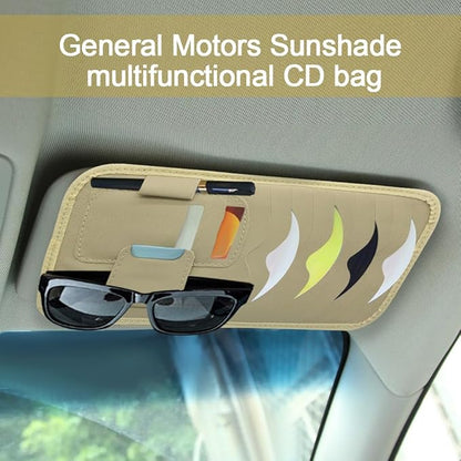 Car Visor Organizer, Sun Glassed Holder, Sunvisor Storage Holder, Car Visor Storage Pocket, PU Leather Pocket Storage Pouch Holder Car Accessories for Sunglasses, Cards, CDs Storage