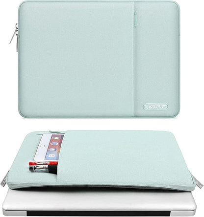 MOSISO Laptop Case 13.3 inch, 13-13.3 inch Laptop Sleeve Compatible with MacBook Air/Pro 13/Pro 14 M5 M4 M3 M2 M1, HP Dell ASUS Lenovo,Polyester Vertical Computer Sleeve Bag with Pocket, Mint Green