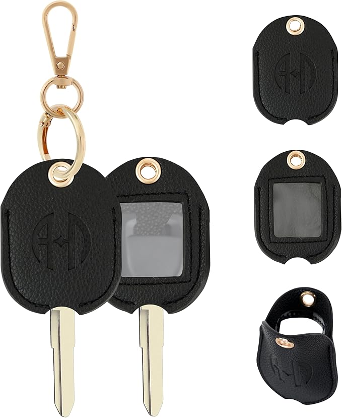 Leather Car Key Fob Cover Sleeve Holder for Broken Keys – Smart Remote Protector Case with Keychain for Men & Women