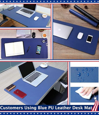 24 X 48 Inch Desk Blotter Pad on Top of Desks Waterproof PU Leather Mouse Pad Desk Writing Mat For Home Office Large Laptop Computer Gaming Under Keyboard Pad Desk Accessories for Women Men Kids Black